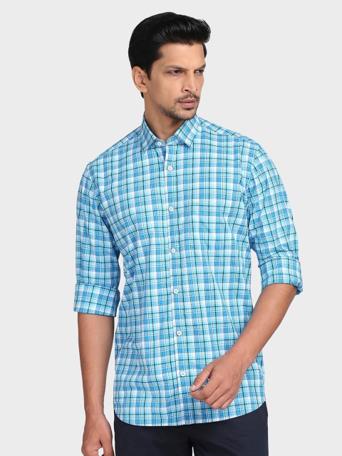 

ColorPlus Men Blue Tailored Fit Tartan Checked Cotton Casual Shirt