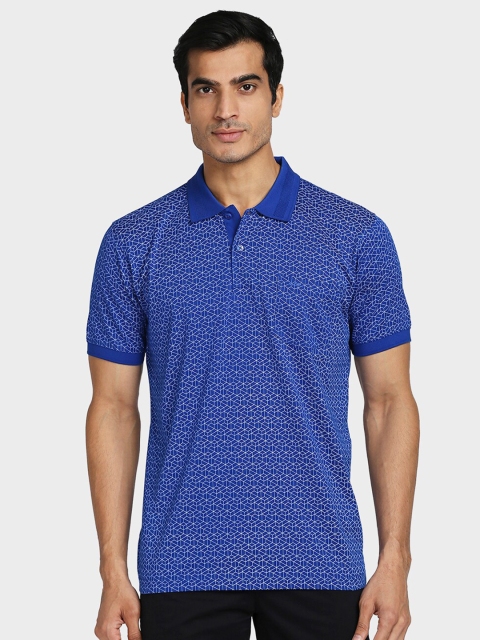 

ColorPlus Men Blue & White Printed Polo Collar Cotton T-shirt