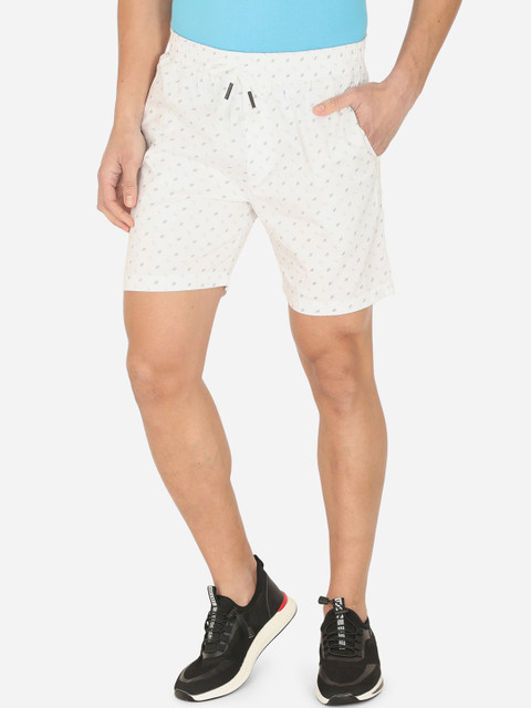 

JADE BLUE Men Off White Printed Pure Cotton Outdoor Shorts
