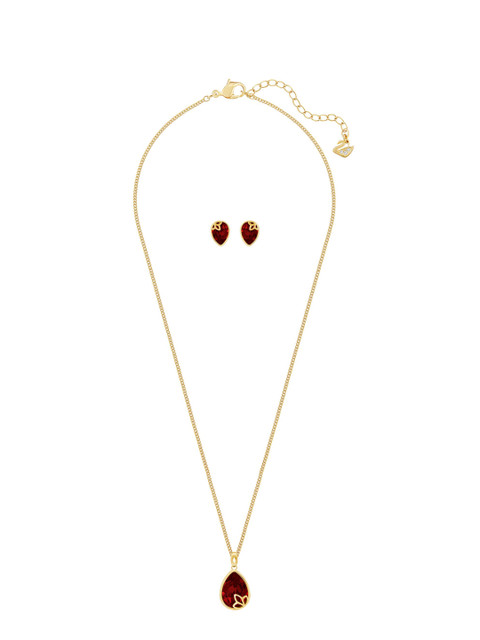 

SWAROVSKI Gold-Plated & Maroon Crystal Studded Jewellery Set