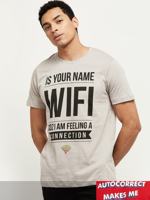 

max Men Pack Of 2 Red & Grey Typography Printed Pure Cotton T-shirts