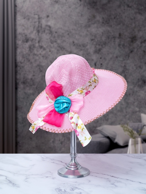 

Golden Peacock Women Pink Woven Design Sun Hat