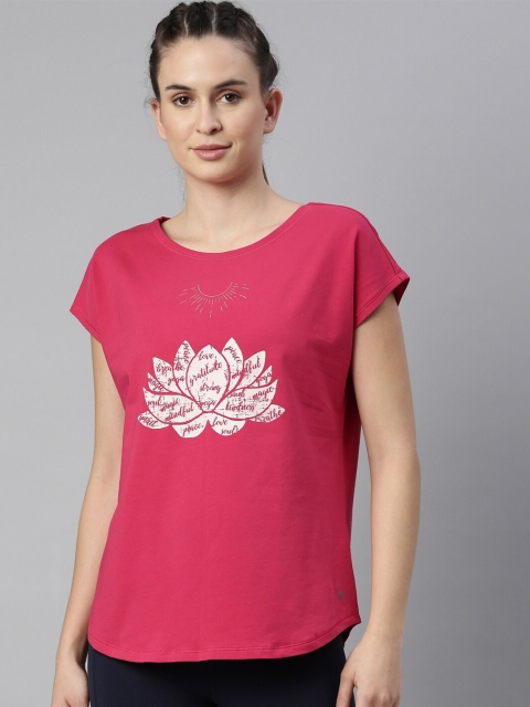 

Enamor Women Pink Printed Extended Sleeves Antimicrobial Outdoor T-shirt