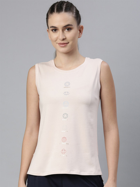 

Enamor Plus Size Pink Print Anti-Odour Stretchable Cotton Muscle Tank Top
