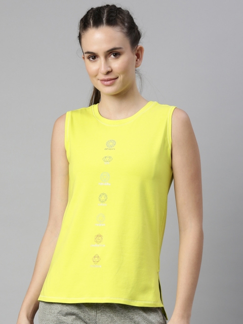 

Enamor Lime Green Printed Anti-Odour Tank Top