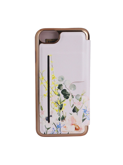 

Ted Baker Women White & Pink Floral Printed Leather iPhone 8 Back Case