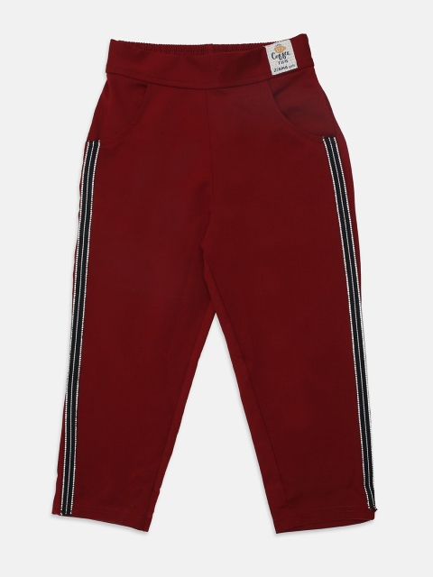 

Ziama Girls Burgundy & White Cotton Capris