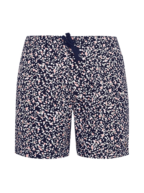 

Farah Men Navy Blue & Peah-Coloured Abstract Printed Pure Cotton Shorts