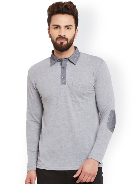 

Hypernation Men Grey Solid Polo T-shirt