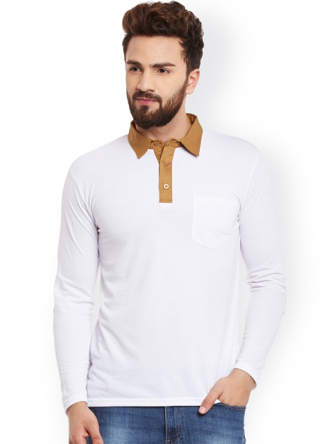 

Hypernation Men White Solid Polo Collar Slim Fit T-shirt