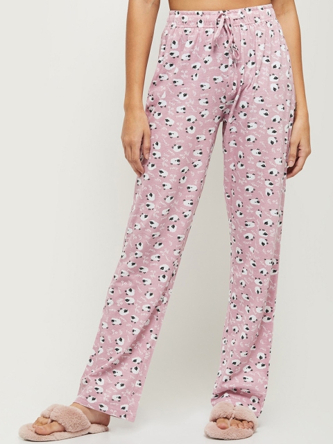 

max Women Mauve Printed Cotton Lounge Pants