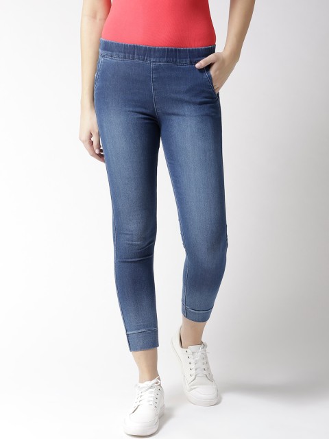 

Xpose Women Blue Solid Skinny-Fit Cropped Jeggings