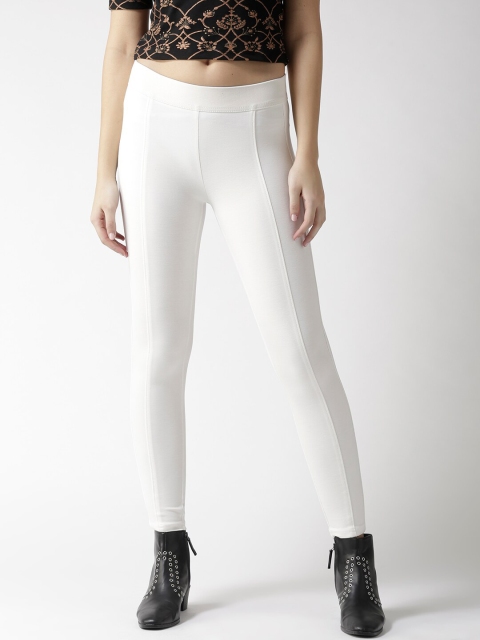 

Xpose Women Off White Solid High-Rise Skinny-Fit Treggings