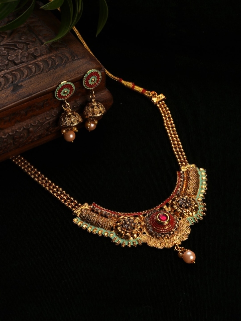 

SOHI Gold-Toned & Blue Jewellery Set