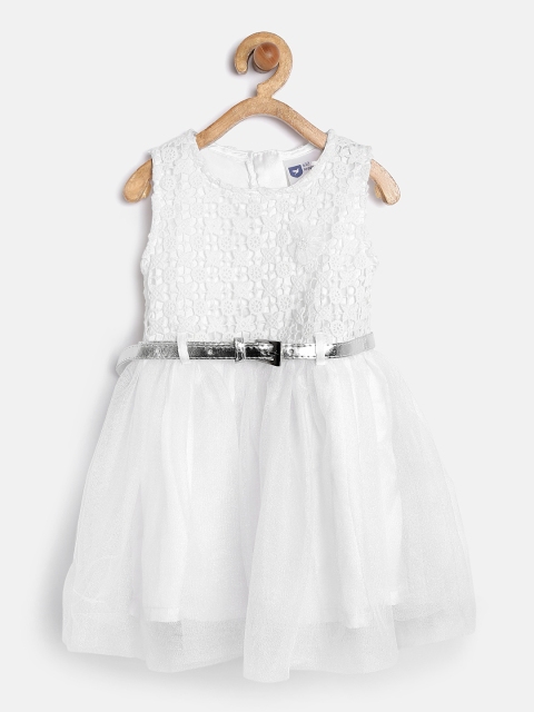 

612 league Girls White Lace Fit & Flare Dress