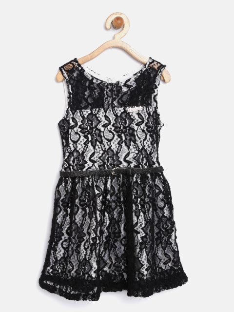 

612 league Girls Black Lace Fit & Flare Dress