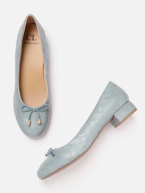 

Carlton London Blue Basketweave Texture Pumps with Bow Detail