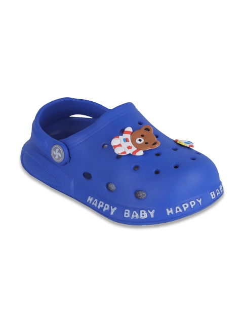 

FEETWELL SHOES Unisex Kids Blue & White Embellished Croslite Clogs