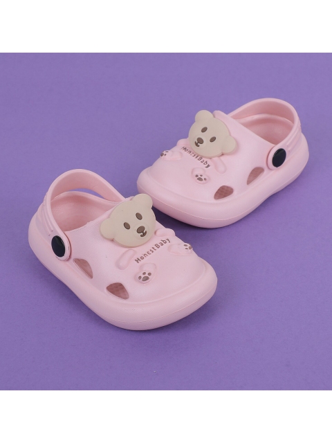 

FEETWELL SHOES Kids Pink & Beige Jibbitz Croslite Clogs