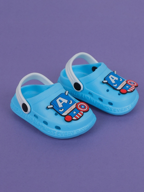 

FEETWELL SHOES Infant Kids Blue & Red Embellished Croslite Clogs