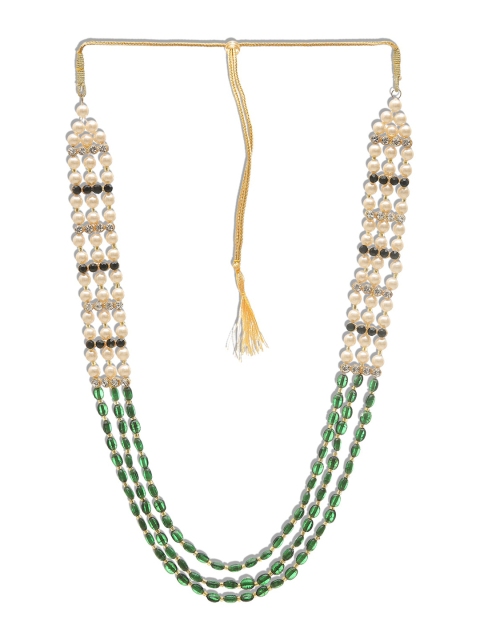 

DEVOILER Men Green & Pink Layered Necklace