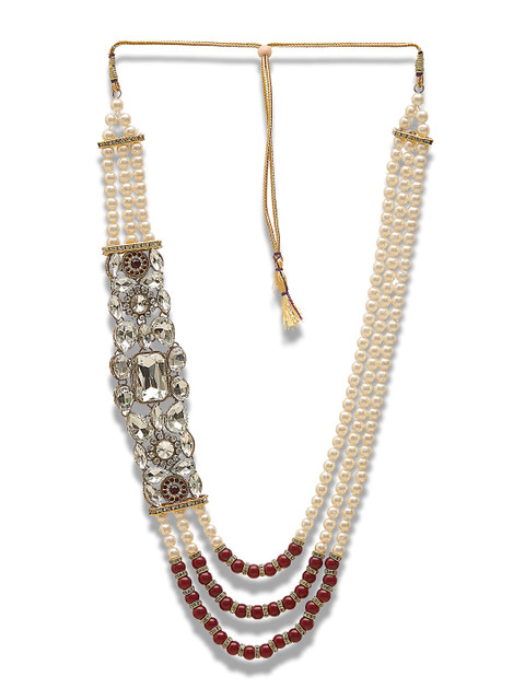 

DEVOILER Men Cream-Coloured Layered Necklace