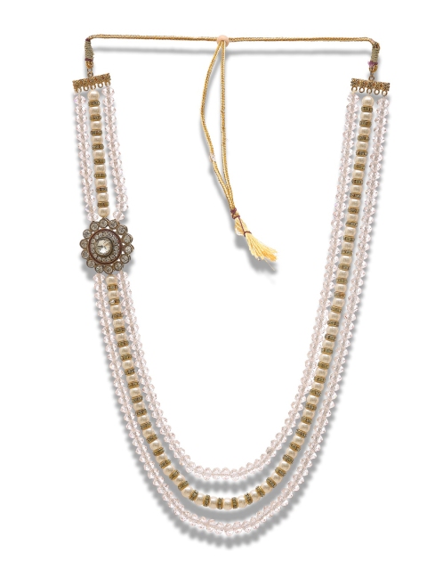 

DEVOILER Men Gold-Toned & White Beaded Layered Necklace