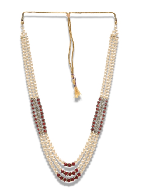 

DEVOILER Men Peach-Coloured & Maroon Layered Necklace