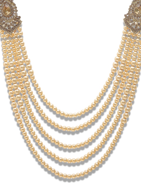 

DEVOILER Men Gold-Toned & Off White Layered Necklace