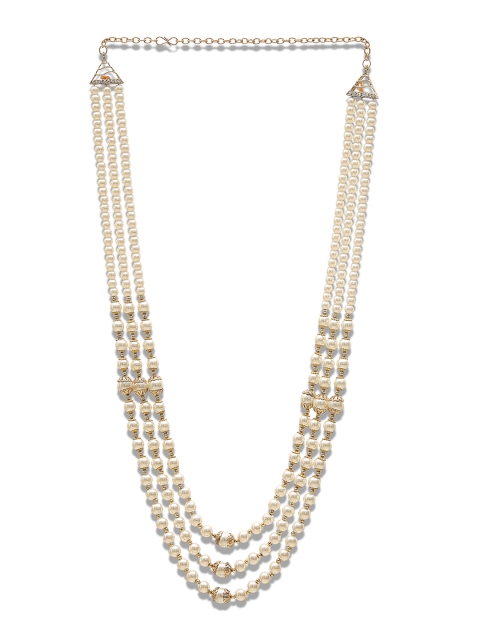 

DEVOILER Men Off White & Gold-Toned Layered Necklace