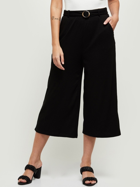 

max Women Black Culottes Cropped Trousers