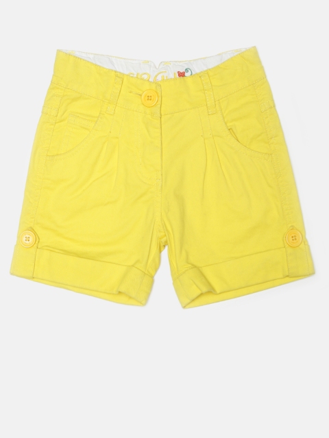 

612 league Girls Yellow Pleated Shorts