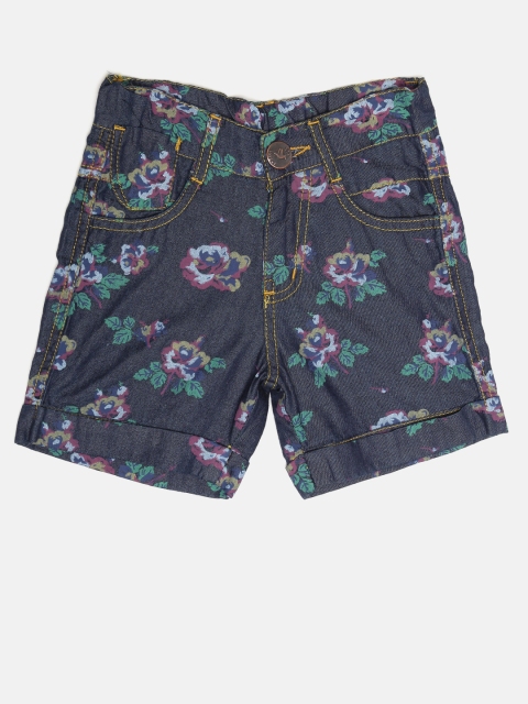 

612 league Girls Navy Printed Shorts, Navy blue