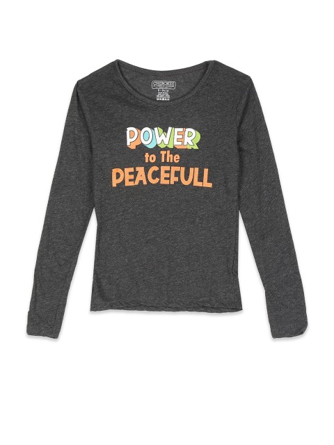 

Cherokee Girls Grey Typography Printed T-shirt