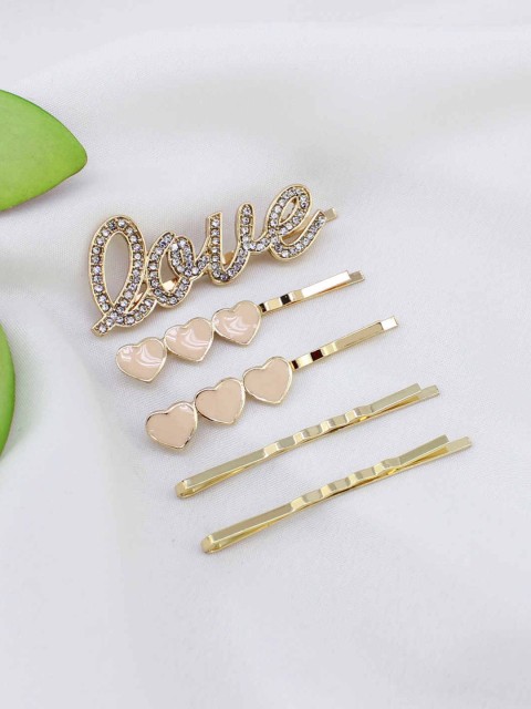 

Runway Ritual Girls Set Of 5 White & Gold-Toned Blush Love Comb Pin