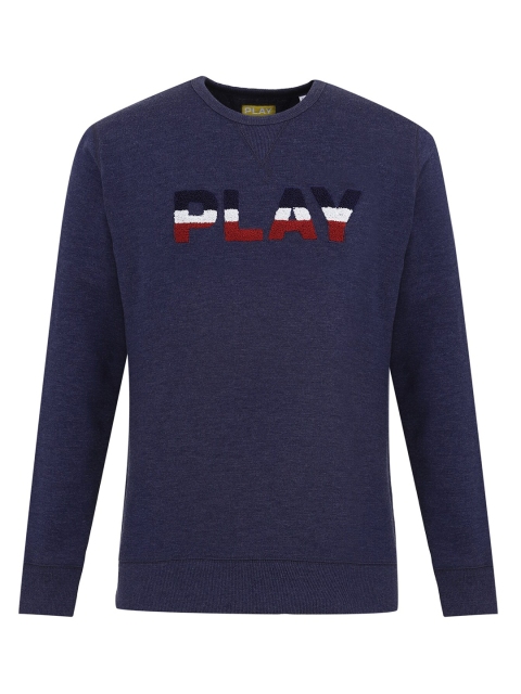 

SERGE BLANCO Men Blue Printed Cotton Pullover