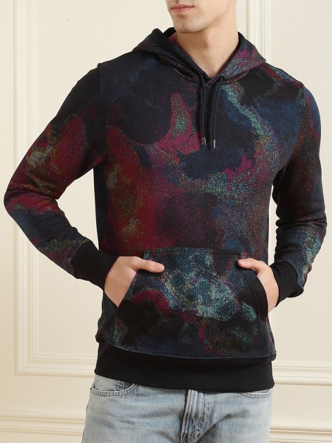 

PS By Paul Smith Men Navy Blue Printed Hooded Sweatshirt