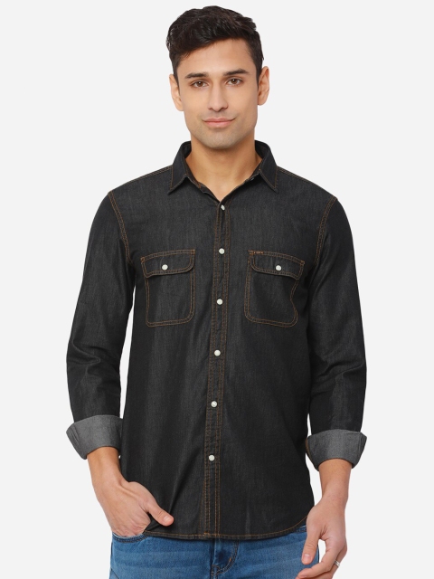

JADE BLUE Men Black Slim Fit Casual Shirt