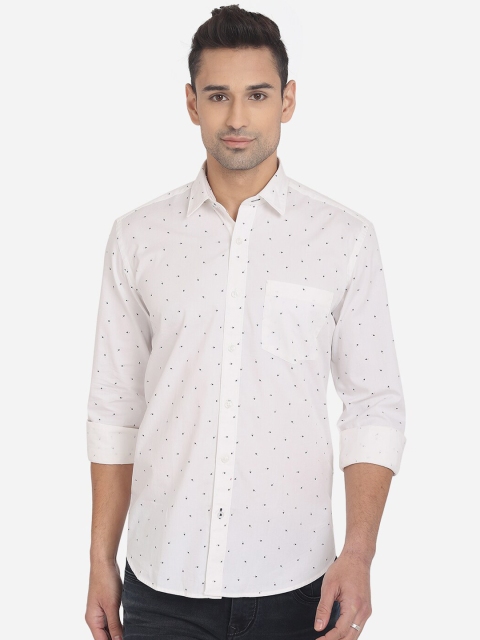 

JADE BLUE Men White Slim Fit Printed Cotton Casual Shirt