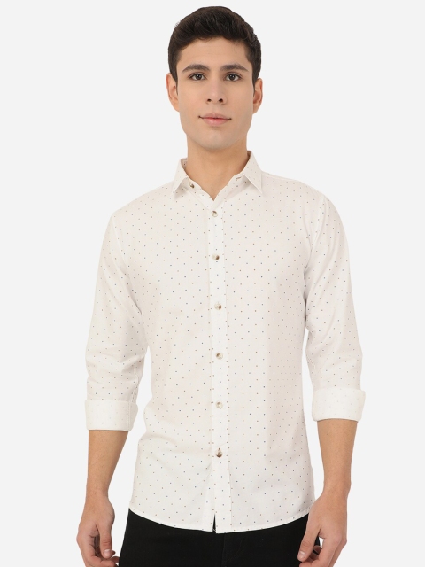 

JADE BLUE Men White Slim Fit Printed Casual Shirt