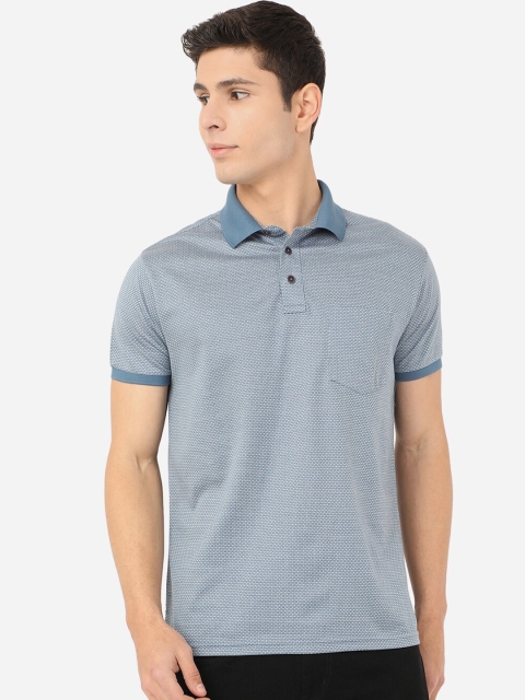 

JADE BLUE Men Blue Polo Collar Slim Fit Pure Cotton Outdoor T-shirt