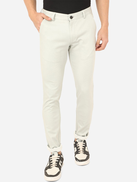

JADE BLUE Men Off White Slim Fit Cotton Trouser