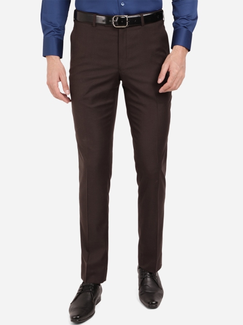 

JADE BLUE Men Brown Easy Wash Formal Trousers