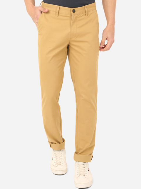 

JADE BLUE Men Khaki Slim Fit Easy Wash Pure Cotton Trousers