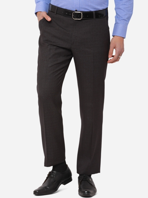 

JADE BLUE Men Grey Charcoal Regular Fit Formal Trousers