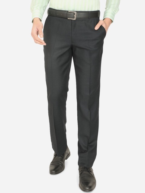 

JADE BLUE Men Olive Green Easy Wash Pure Cotton Trousers