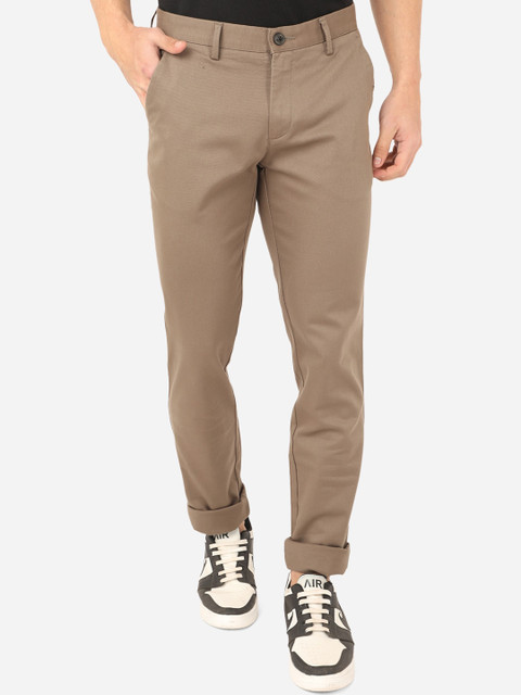 

JADE BLUE Men Grey Solid Slim Fit Easy Wash Cotton Trousers