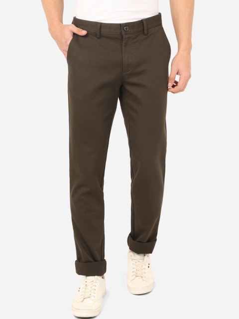 

JADE BLUE Men Brown Slim Fit Easy Wash Pure Cotton Trousers