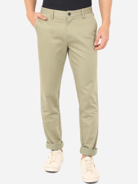 

JADE BLUE Men Green Solid Slim Fit Easy Wash Cotton Trousers
