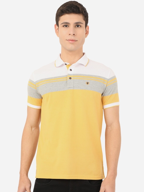 

JADE BLUE Men Yellow Colourblocked Polo Collar Slim Fit T-shirt